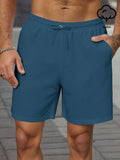 Manfinity Homme Men's Plain Drawstring Waist Casual Versatile Shorts, Summer For Going Out Cotton Material, Comfortable To