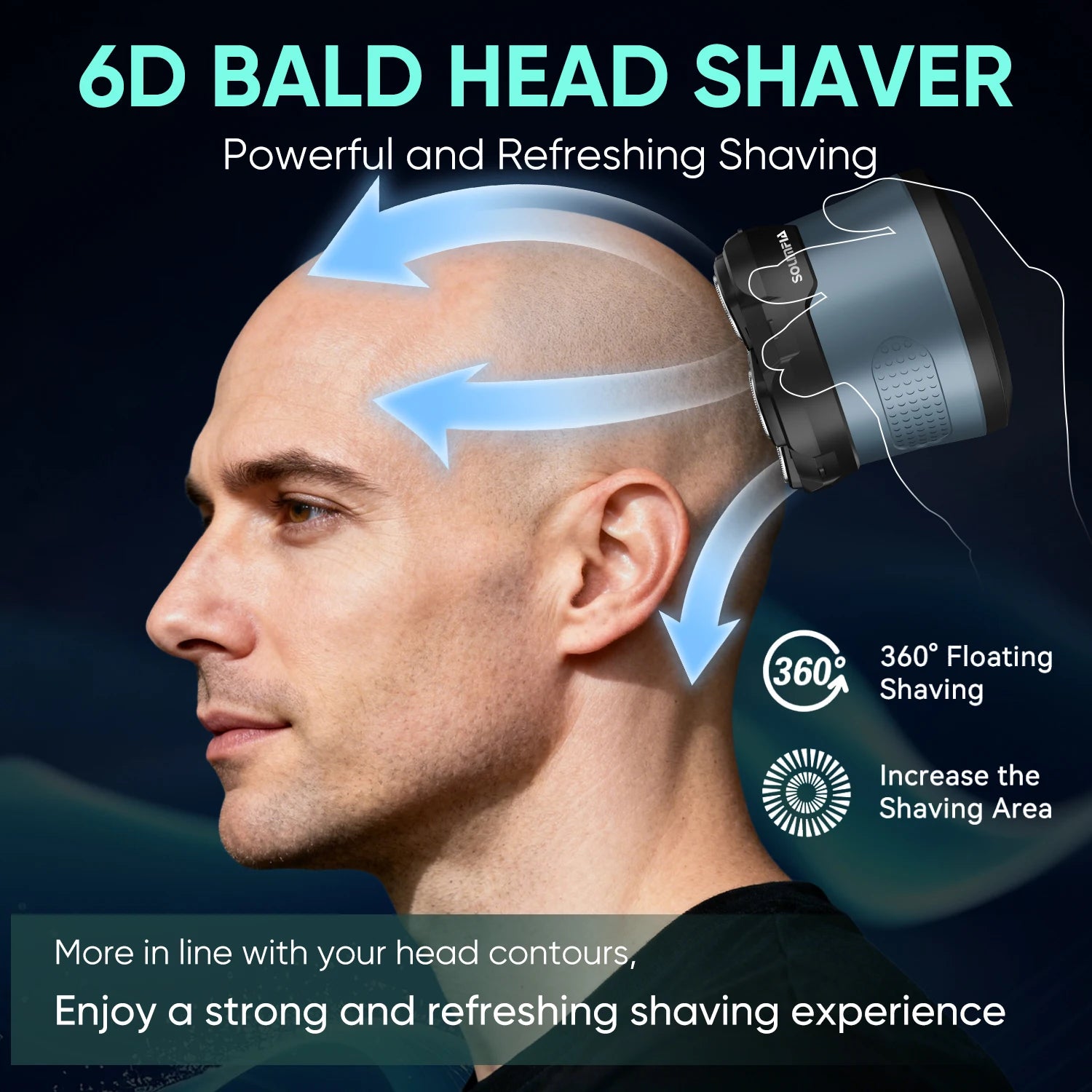 Solimpia Smart Shaver for Men Hair Clippers Electric Razor Magnetic Attraction 6-Blade Home Use Beard Cutter