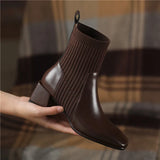 2026 Autumn Winter New Ankle Socks Shoes Women Fashion Large Size 43 Knitted Short Boots Women Slip on High Heels Botas De Mujer