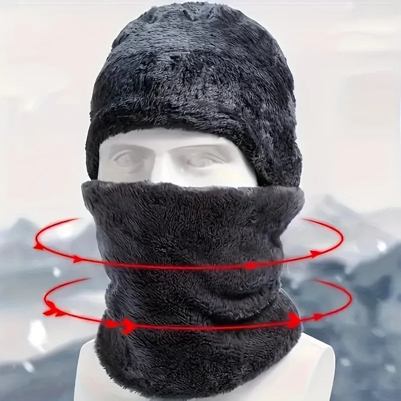 5pcs/set Winter Warmth Combination - Cold Resistant Knitted Hat+Velvet Neck+Thick Gloves+Plush Earmuffs+Snow Socks