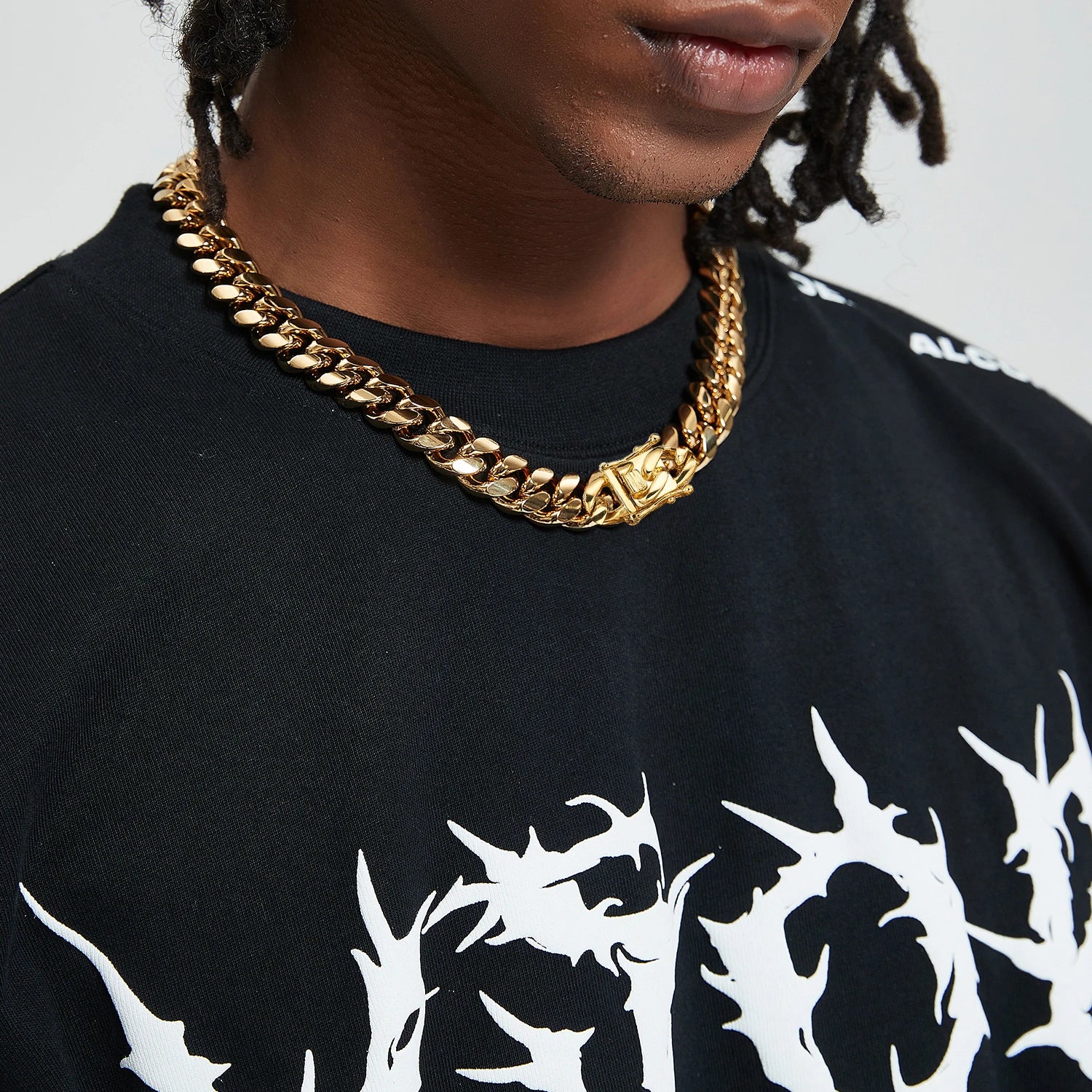 6-14mm Wide Stainless Steel Cuban Miami Chains Necklaces Mens Necklace Chain 316L Stainless Steel Hip Hop Necklace Gold Color