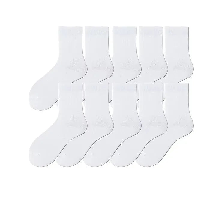 10-40Pairs Woman Men'S Classic Formal Mid-Calf Socks 100% Breathable Cotton Solid Black White Perfect For Business Casual Wear