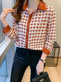 New Fashion Women Blouses Fashion elegant ladies printed shirts Long Sleeve Tops Blusas Mujer
