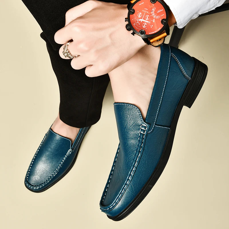 Genuine Leather Men Footwear Slip on Office Man Formal Shoes Wedding Party Men Dress Shoes Breath Driving Lazy Loafers Moccasins