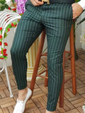 Men's Straight-Leg Casual Trousers—Versatile and Stylish; Slim-Fit Striped Dress Pants for a Polished Business Look.