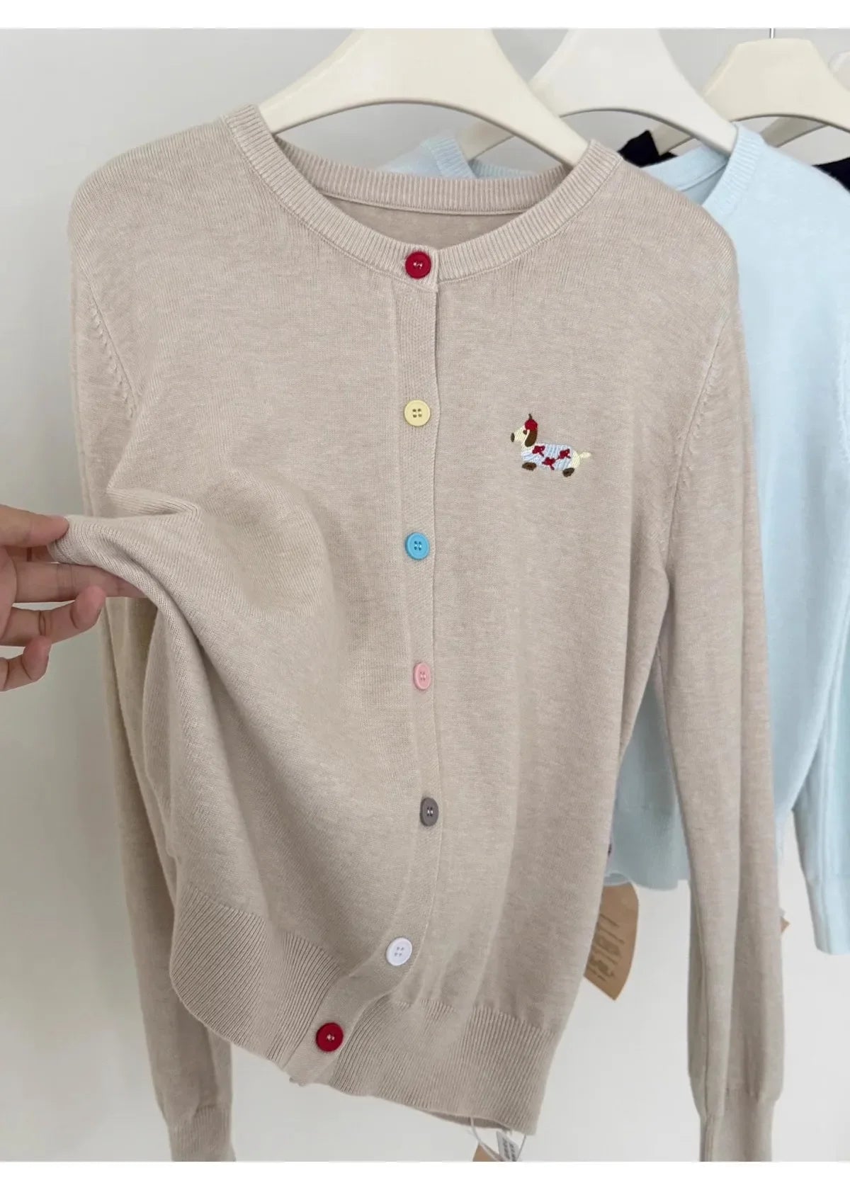 Autumn Winter 2026 Soft Elegant O-neck Loose Casual Sweaters Women Knitted Chic Embroidery Cardigan Basic Colorful Buttons Tops