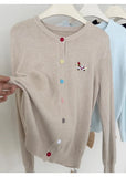 Autumn Winter 2026 Soft Elegant O-neck Loose Casual Sweaters Women Knitted Chic Embroidery Cardigan Basic Colorful Buttons Tops