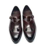 Genuine Leather Mens Classic Summer Dress Sandals Buckle Strap Black Brown Closed Toe Business Party Casual Formal Shoes for Men