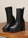 Women's Chunky Platform Ankle Boot High Block Heels Square Toe Lightweight Comfort Party Dress Booties Shoes For Women sx2308109273973634