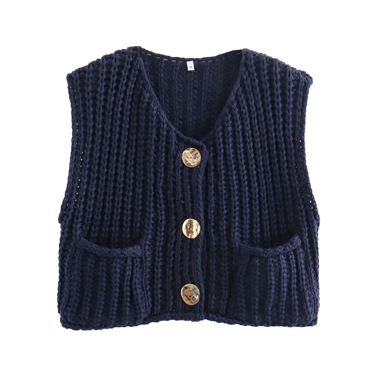 Korean fashion crop sweater women vest solid loose casual sweaters cable knit sweater vests for woman luxury designer tops
