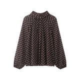Women's Dots Printed Blouse Shirt Spring Autumn Fashion Long Sleeve Bow Lace-Up Blouse Shirt Lady Elegant High Street Blouses