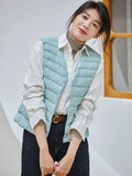 Women Sleeveless Puffer Vest Women's Ultra Light Down Vest Women Two Ways Waistcoat Portable Warm Sleeveless Winter Liner