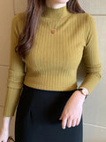 2026 New Autumn Winter Knitted Ribbed Jumper Tops Women Turtleneck Pullovers Sweaters Long Sleeve Korean Slim-fit Female Sweater