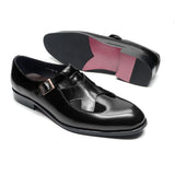 Genuine Leather Mens Classic Summer Dress Sandals Buckle Strap Black Brown Closed Toe Business Party Casual Formal Shoes for Men