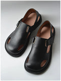 Summer Men's Shoes Flat Full Real Leather Sandal Cowhide Black Casual Old-fashioned Retro Outdoor Men's Sandals Old Man