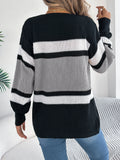 Women's Color Block Striped Cardigan Sweaters 2026 Autumn Winter Casual Lantern Long Sleeve Knitted Coats Fashion Woman Outwear