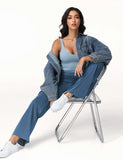 THE GYM PEOPLE Women's Wide Leg Jeans High Waisted Pull on Stretchy Baggy Basic Straight Denim Pants with Pockets