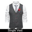 KIDWHXR Men Suit Vest Vintage Striped Single-breasted Man Waistcoats Business Casual Slim Sleeveless Male Party Dress Vests