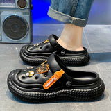 Mens Sandals Summer 2025 New Sports Wearable Durable Beach Clog Shoes Breathable Slip-On Casual Footwear Synthetic Leather