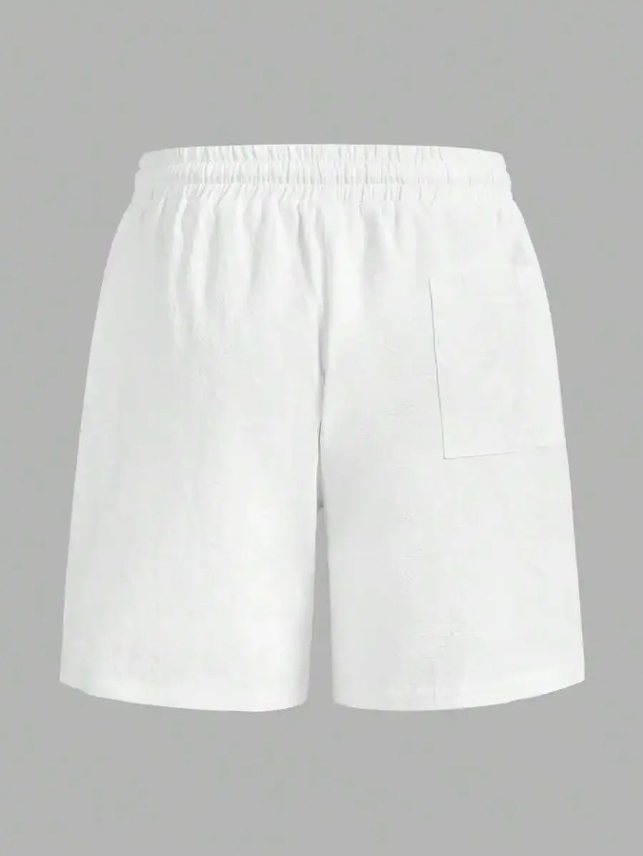 Manfinity Homme Men's Plain Drawstring Waist Casual Versatile Shorts, Summer For Going Out Cotton Material, Comfortable To