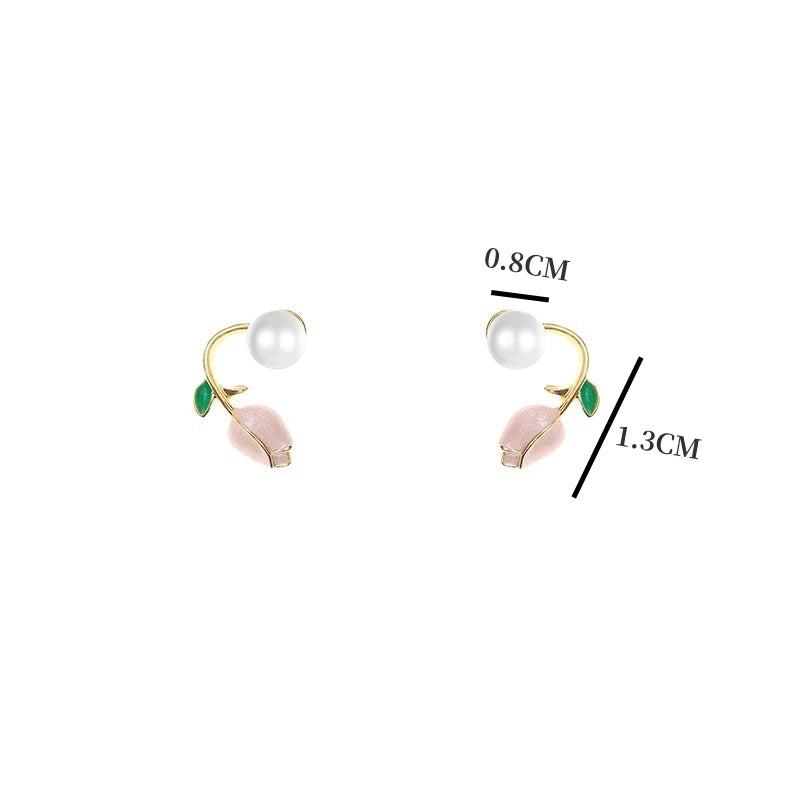 new pattern red tulip flower earrings for women jewelry 2024 trending luxury back hanging Purple women's stud earrings new