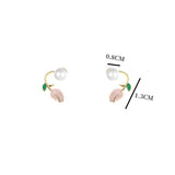 new pattern red tulip flower earrings for women jewelry 2024 trending luxury back hanging Purple women's stud earrings new