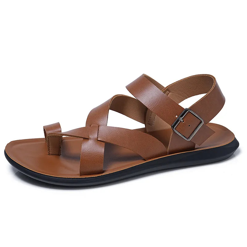 Summer Men Rome Genuine Leather Roman Sandals Gladiator 2024 Sandalias Romanas Hombre Flat Sandles Dropshipping