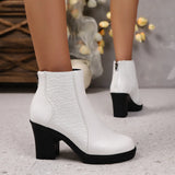 Women's New Ankle Boots 2025 Autumn Thick Heel High-heeled Short Boots with Zipper Splicing Plus Size Fashion Short Boots
