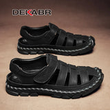 DEKABR Casual Shoes Men Sandals Real Leather Outdoor Mens Summer Sandals Fashion Comfortable Soft Sandals Plus Size 38-48
