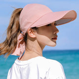 Women's Sun Hat Cycling Breathable Visor Caps Female Scalable Brim Empty Top Baseball Cap Wide Brim Cap UV Protection Beach Hats