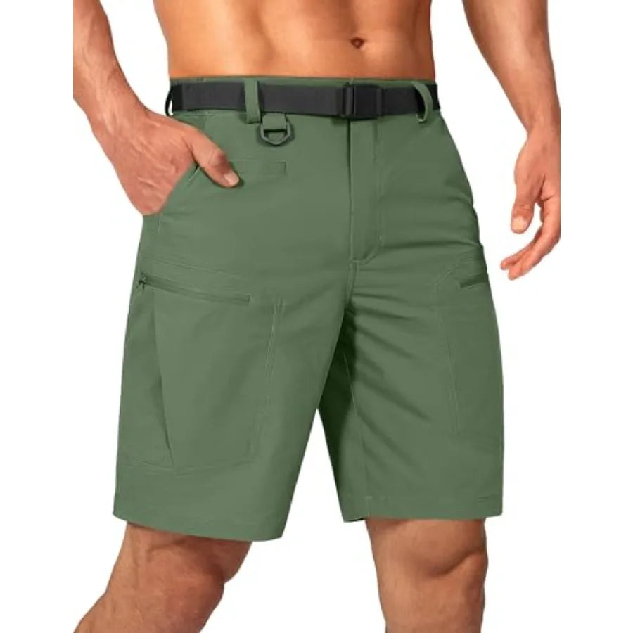 Mens Cargo Hiking Shorts Water Resistant Quick Dry Lightweight Breathable Tactical Shorts with Nylon Belt