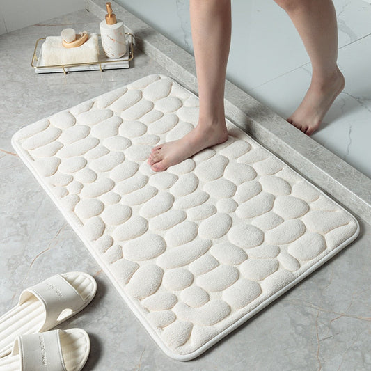 3D Bathroom Anti-Slip Mat Pebble Patterned Absorbent Pad Bath Mats Doormat Carpet Cobblestone Embossed Door Floor