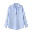 HXAO 2025 Woman Blouses Long Stripe Shirts Women Spring Summer Long Sleeve Blue White Shirt Woman Large Tops Button Up Shirts