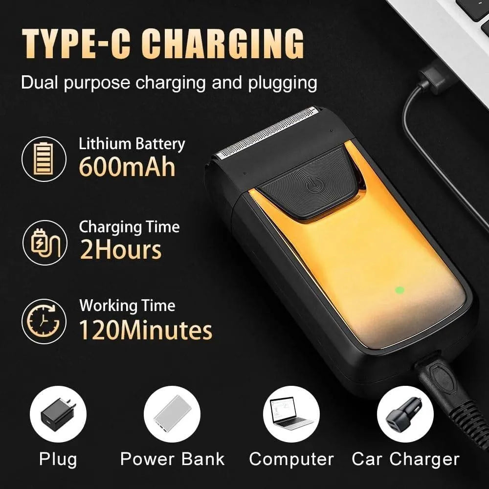 Professional Foil Electric Shaver for Men – Rechargeable, Waterproof, LED Display, Beard Trimmer, USB Charging, Portable Grooming Tool