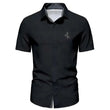 Men's Summer Minimalist Short Sleeved Shirt Fashionable Black Horse Logo Contrasting T-Shirt Men's Gift