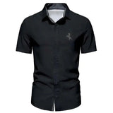 Men's Summer Minimalist Short Sleeved Shirt Fashionable Black Horse Logo Contrasting T-Shirt Men's Gift