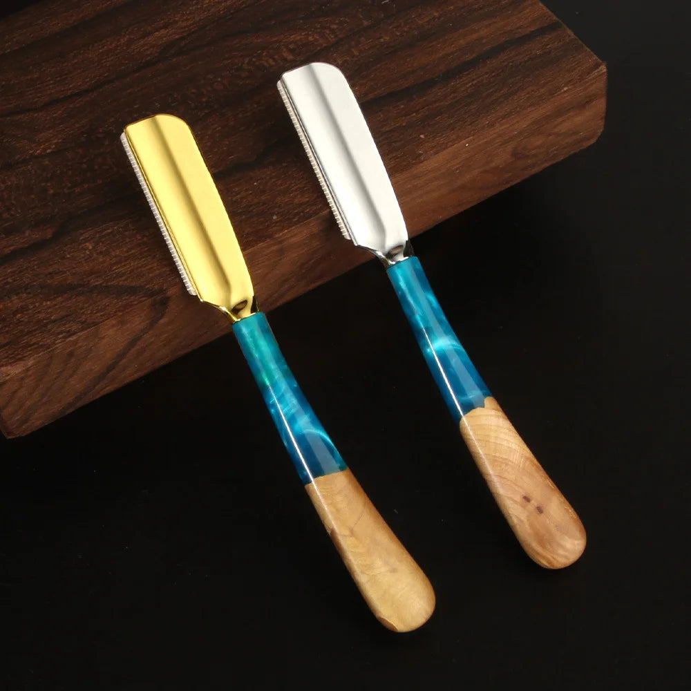 1Pc New Pro Wood Handle Baber Straight Razor Manual Zinc Alloy Beard Shaving Knife Holder For Men Salon Hair Removal Tools