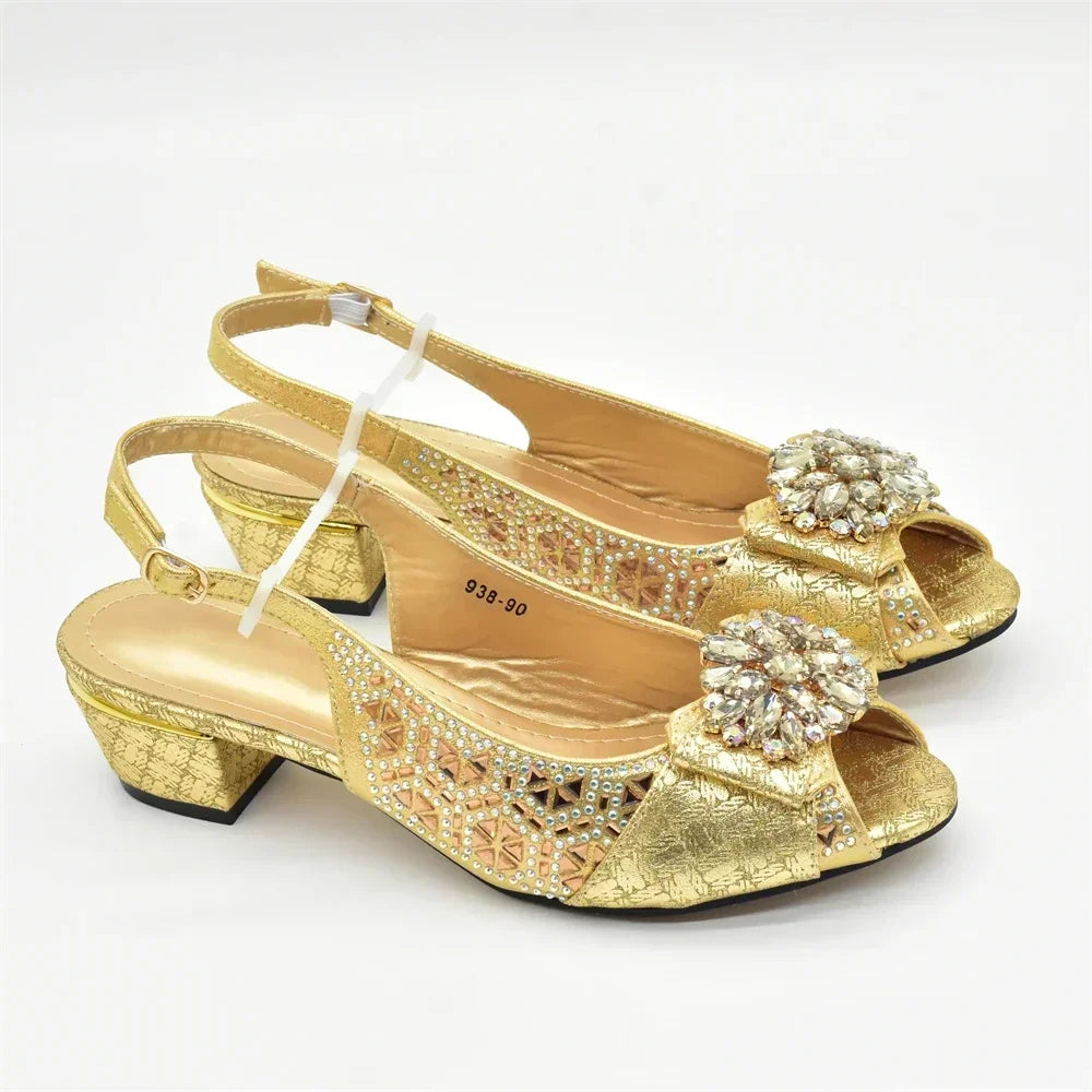 New Arrival African Shoes and Bags Sets Decorated with Rhinestone Women Shoe Size 43 Shoes for Women 2025 Designer Luxury