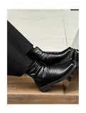 Hot-Selling Leather Boots for Men Fad Square Toe Drape Casual Chelsea Boot British High-end Cool High Top Men Boots Botas Hombre