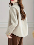 Classic Solid Short Woolen Coats for Woman Autumn Winter Warm Woman Clothing Button Up Female Coat Outfits New In Outerwears