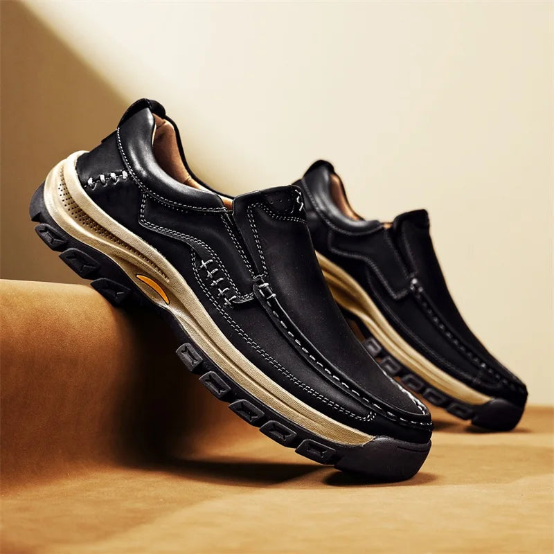 Stylish Men's Leather Loafers Men Thick Bottom Business Shoe Classic Leather Man Casual Shoes Senior Brand Male Walking Footwear
