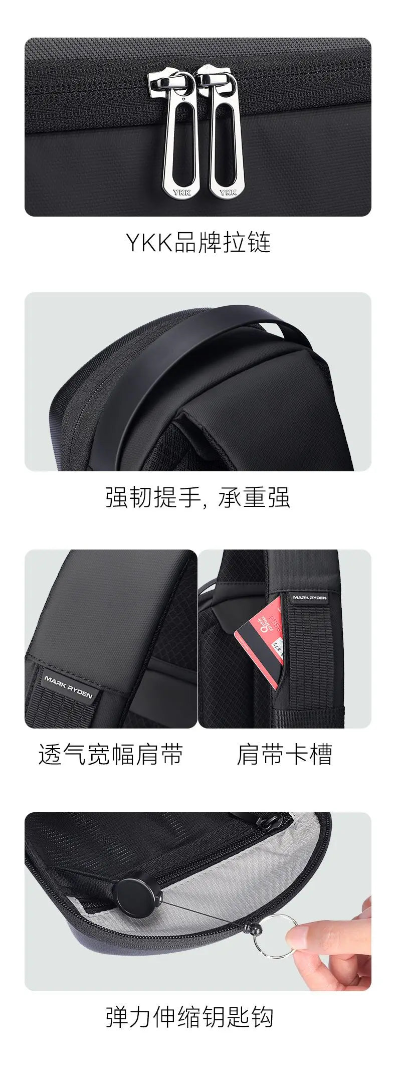 Mark Ryden Multifunction USB Crossbody Bag Shoulder Bag Man TPU Waterproof Travel Sling Messenger Pack Chest Bag for Male