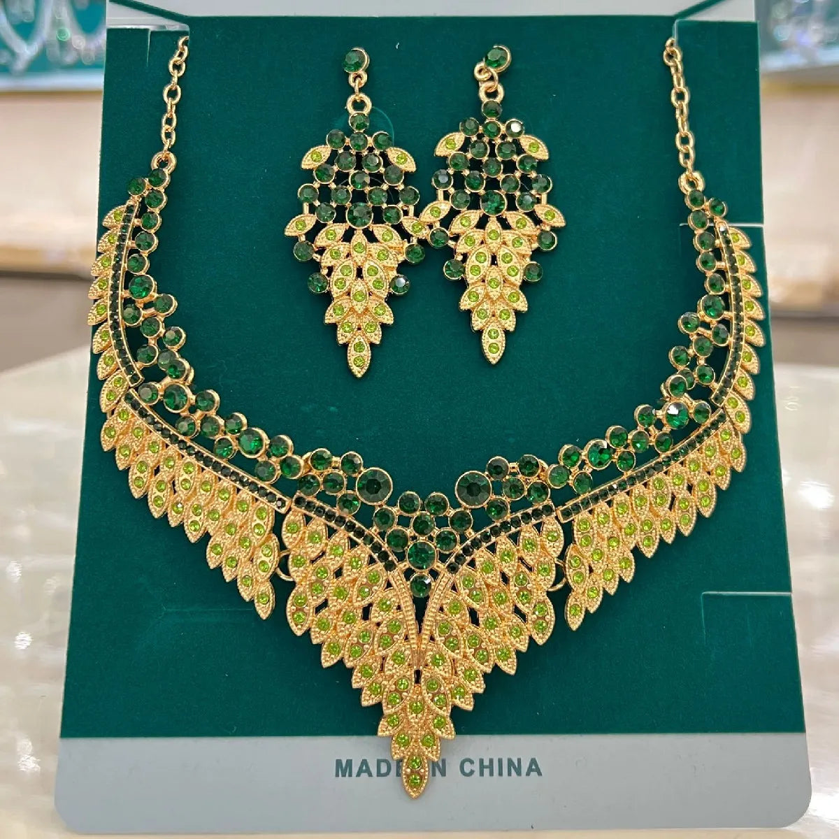FYUAN Luxury Inlay Rhinestone Necklace Earrings For Women Purple Crystal Water Drop Pendant Wedding Bride Jewelry Sets