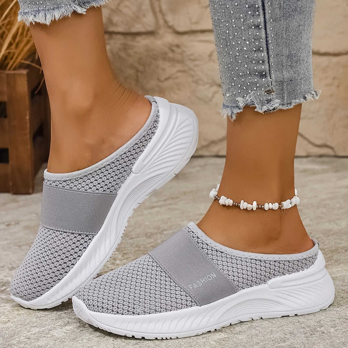 Women's Casual Slip-On Sneakers Breathable Fabric Lightweight PVC Sole Machine Washable Cleanable All-Season Comfort Shoes