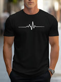 Fashionable men's summer electrocardiogram printed comfortable and breathable round neck T-shirt outdoor casual top