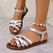 Women Sandals 2026 New Summer New Women Flat Sandals Bottom Roman Strap Sandals with Non Slip Rubber Soles Ladies Daily Sandalia