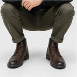 CAPTAIN ANKLE BOOTS Men's Vintage Combat Boots Lace-Up Cap Toe Ankle BOOTS