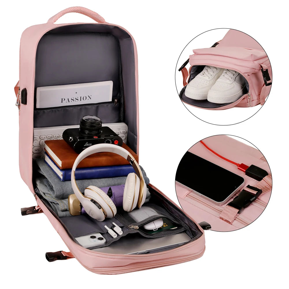 Travel Backpack For Men Women Large Capacity Carry On Traveling Laptop Bag USB Port Waterproof School Backpack
