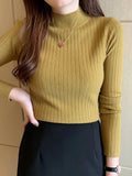 2026 New Autumn Winter Knitted Ribbed Jumper Tops Women Turtleneck Pullovers Sweaters Long Sleeve Korean Slim-fit Female Sweater