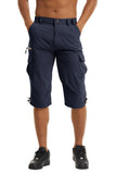 Men's Cargo Work Shorts Quick Dry 3/4 Length Capri Pants Multi-pockets Knee Length Trousers Summer Board Beach Shorts